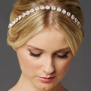 Mariell Rose Gold 4455HB Bridal Headband Crystal Flowers
